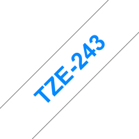 Brother TZE-243 címkéző szalag Fehéren kék