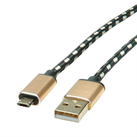 ROLINE 11.02.8819 cavo USB 0,8 m USB 2.0 USB C Micro-USB B Nero, Oro