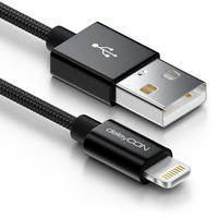 deleyCON MK2342 Handykabel Schwarz 0,15 m USB A Lightning