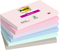 3M 655-6SS-SOUL zelfklevend notitiepapier Rechthoek Blauw, Groen, Grijs, Lavendel, Roze 90 vel Zelfplakkend