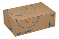 NIPS MAIL-PACK® BASIC L (Post-)Versandkarton / Versandverpackung / 400 x 260 x 145 mm / braun-blau / Wellkarton - umweltfreundlich und recycelbar / 20 Stück gebündelt