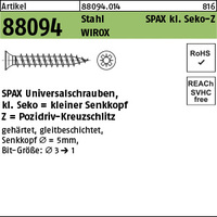 ART 88094 SPAX St. 3 x 15/12 -Z WIROX, kl. SEKO gal Zn VE=S