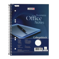 LANDRÉ Office A5+ Collegeblock, liniert mit Rand links, 80 Blatt, blau