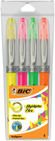 Textmarker BIC® Highlighter Flex, sortiert, Beutel à 4 Stück