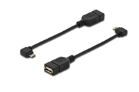 USB 2.0 adpter cable. OTG. type micro B - A M/F. 0.2m. USB 2.0 conform. right angle.