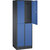 Armario guardarropa de acero de dos pisos INTRO, A x P 620 x 500 mm, 4 compartimentos, cuerpo gris negruzco, puertas en azul genciana.