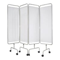 Bolero Mobile Privacy Screen with Coated Steel Frame and White PVC Curtains