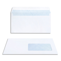 BONG Boîte de 200 enveloppes DL 110x220mm fenêtre 45x100mm Blanc 80g auto-adhésive