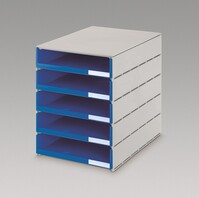 Schubladenbox styroval pro 5 Schubladen offen, grau blau