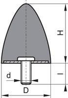 Gummi-Metall-Puffer parabelförmig Typ D D95xH83 M16x42 NR60