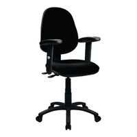 Three lever operator office chair, with adjustable arms, black