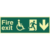 Disabled Fire Exit Man Running Arrow Down Sign