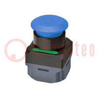 Switch: push-button; 22mm; blue; mushroom; Ø: 40mm; Colour: black