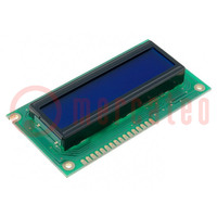 Display: LCD; alphanumerisch; STN Negative; 16x2; blau; LED; PIN: 16