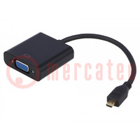 Converter; D-Sub 15pin HD socket,micro HDMI plug; 200mm; black