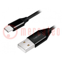 Kabel; USB 2.0; USB A-Stecker,USB C-Stecker; 1m; schwarz; PVC