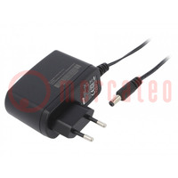 Power supply: switched-mode; mains,plug; 12VDC; 1.25A; 15W; 84.28%
