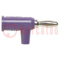 Plug; 4mm banana; 15A; 60VDC; violet; non-insulated; 0.8mm2; brass