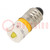 Yellow; 12VDC; 12VAC; 3mm; Cap: E10; Filament lamp: LED lamp