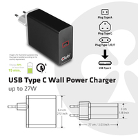 CLUB3D CAC-1901EU mobile device charger Gaming controls, Mobile computer, Mobile phone, Netbook, Laptop, Other, Portable speaker, Power bank, Smartphone, Tablet, Wearables Black...