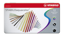 STABILO aquacolor, premium aquarel kleurpotlood, metalen etui met 12 kleuren