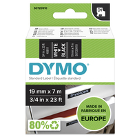 DYMO D1 oryginalne etykiety | biały nadruk na czarnym | 19 mm x 7 m | samoprzylepne etykiety do drukarek etykiet LabelManager