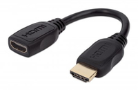 Manhattan HDMI with Ethernet Extension Cable, 4K@60Hz (Premium High Speed), Male to Female, Cable 20cm, Black, Ultra HD 4k x 2k, Fully Shielded, Gold Plated Contacts, Lifetime W...