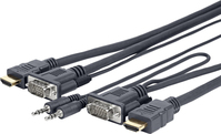Vivolink PROVGAHDMIFLY7 video kabel adapter 5 m VGA (D-Sub) + 3.5mm HDMI Type A (Standaard) Zwart