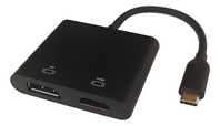 Deltaco USBC-HDDP video cable adapter 0.1 m USB Type-C HDMI + DisplayPort Black