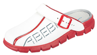 ABEBA Clog weiß/rot mit Aufdruck - 41 Berufsschuhe Dynamic