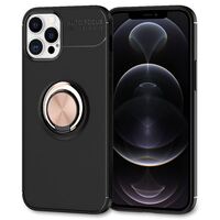NALIA Ring Cover compatible with iPhone 12 Pro Max Case, Silicone Bumper with 360-Degree Rotating Finger Holder for Magnetic Car Mount, Protective Kickstand Skin Mobile Phone Sh...
