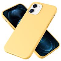 NALIA Morbido Cover in Silicone compatibile con iPhone 12 / iPhone 12 Pro Custodia, Protettiva Copertura Resistente allo Sporco con Microflusso, Soft Gomma Case Rugged Skin Giallo