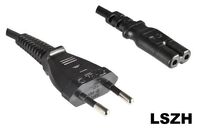 Power Cord Europlug - C7 1.8m LSZH, Black, 2x 0.75mm² VDE, ENEC, H03Z1Z1H2-F, RoHS compliantExternal Power Cables