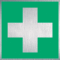 Rettungszeichen-Schild - Erste Hilfe, Grün, 15 x 15 cm, Folie, Selbstklebend