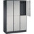 Armario guardarropa de acero de dos pisos INTRO, A x P 1220 x 500 mm, 6 compartimentos, cuerpo gris negruzco, puertas en aluminio blanco.