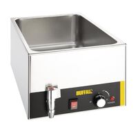 Buffalo Bain Marie Food Warmer with Tap Without Pans Adjustable Temperature 20L