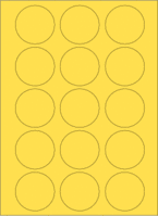 Etiketten - Gelb, 5 cm, Papier, Selbstklebend, Für innen, Rund, +55 °C °c