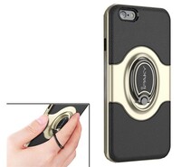 IPAKY műanyag telefonvédő (szilikon belső, mágneses telefontartó gyűrű, 360°-ban forgatható) ARANY [Apple iPhone 6S Plus 5.5]
