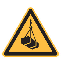 Schild Warnung vor schwebender Last, Kunststoff, SL 200 mm