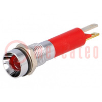 Indicator: LED; recessed; red; 24VDC; Ø8mm; IP67; metal,plastic