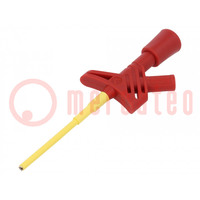 Clip-on probe; pincers type; 3A; red; Grip capac: max.3mm; 2mm