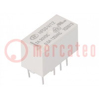 Relay: electromagnetic; DPDT; Ucoil: 12VDC; 2A; 0.5A/125VAC; PCB