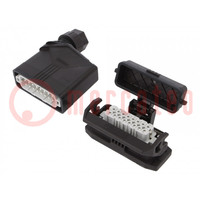 Connector: HDC; male + female; 250V; 20A; PIN: 16; Layout: 16+PE
