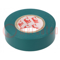 Tape: electrical insulating; W: 19mm; L: 20m; Thk: 130um; green; 180%