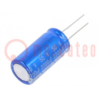 Capacitor: electrolytic; THT; 2200uF; 50VDC; Ø18x35mm; Pitch: 7.5mm