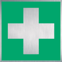 Rettungszeichen-Schild - Erste Hilfe, Grün, 20 x 20 cm, Kunststoff, Gebürstet