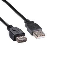 Cablenet 0.5m USB 2.0 Type A Male - Type A Female Black PVC Extension Cable
