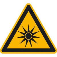 Warnung vor optischer Strahlung Warnschild auf Bogen,Folienetik, gestanzt,2,50cm DIN EN ISO 7010 W027 ASR A1.3 W027