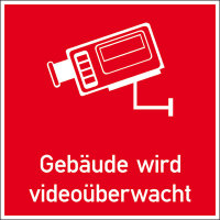 Video Infozeichen, Gebäude wird videoüberwacht, 10,0 x 10,0 cm