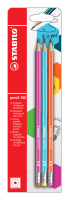 Sechskant-Schulbleistift mit Radierer STABILO® pencil 160, HB, 3er Blister